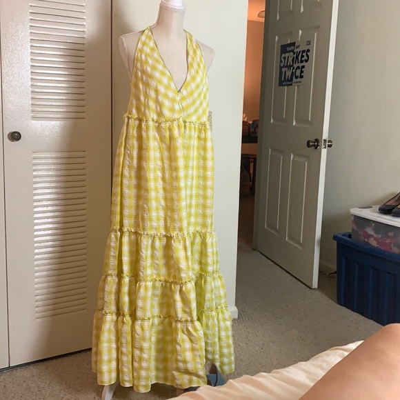 FREE PEOPLE Beach Club Sunshine Combo Halter Maxi Dress - Black Tie Removed - Picture 2 of 16